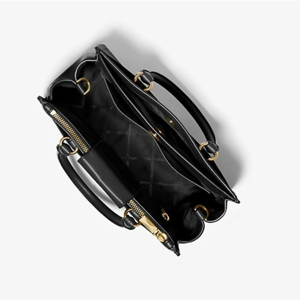 MICHAEL KORS‎ Everly Black Medium Saffiano Leather Satchel. NWT